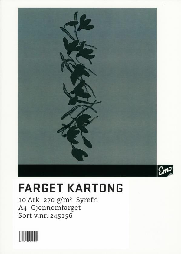 245156  1571 Kartong A4 270 gr sort (10) Sort gjennomfarget kartong